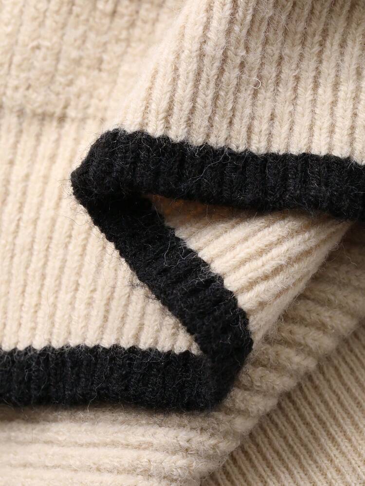 Women V-Neck Decorative Knitted Vest & Loose Fit Knit Pants 2 Pieces Set