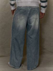 Musero Men Washed Baggy Wide Leg Distressed Style Denim Jeans Trouser SPRING SUMMER - Light Wash - View 4