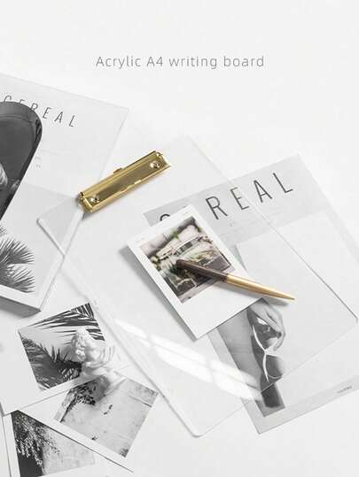 1 Pc Acrylic Clipboard, 8.6x12 Clipboard With Thin Clip, Hangable Clipboard, See-Through Clipboard - Standard Letter Size A4, Suitable For Office And School Supplies