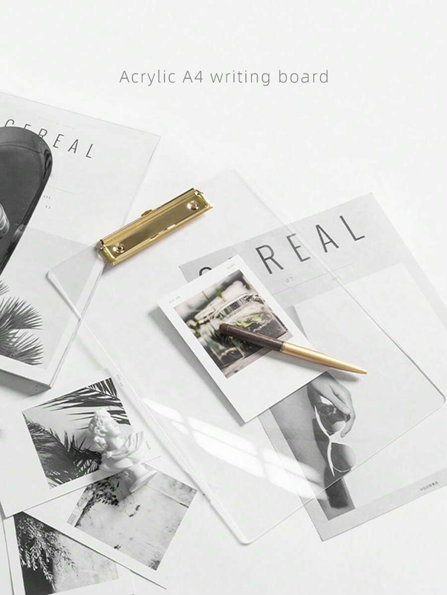 1 件亚克力剪贴板，8.6x12 剪贴板，带薄夹，可悬挂剪贴板，透明剪贴板 - 标准信纸尺寸 A4，适用于办公室和学校用品 - 彩色 - 查看 1