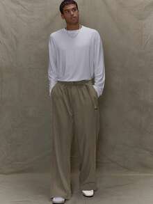 Musero Baggy Elasticated Buckle Belt Waistband Trousers SPRING SUMMER Streetwear - Grey - View 1