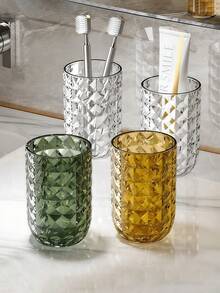 1 Cốc súc miệng bằng nhựa đính đá PET, Cốc nhà tắm lớn, Cốc súc miệng di động, Giá để bàn chải đánh răng bằng nhựa, Đồ trang trí phòng tắm, Đồ dùng học tập cho mùa thu năm học mới - Một gói - Xem 4