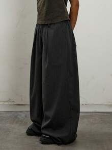 COUREZ Low Rise Baggy Balloon Fit Tailored Parachute Trousers, Y2K  Spring Going Out Party Festival Black Pants Sexy Elegant - Dark Grey - View 6