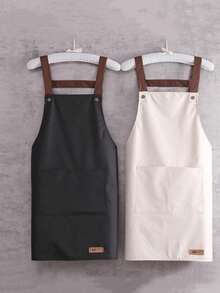 1/2pcs Waterproof And Oil-Proof Cooking Apron With Pockets, Suitable For Men And Women - Multicolor - View 2