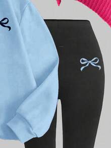 Emery Rose Kids Emery Rose Kids Bộ 2 món cho bé gái tuổi teen, gồm áo nỉ dày mềm cổ tròn và quần legging bó sát, kiểu dáng tối giản, trang phục thường ngày, thoải mái, lớp áo mùa thu cho trẻ em, phong cách thời trang, trang phục thường ngày, đi học, quần áo mùa thu, lễ hội, thích hợp cho hoạt động ngoài trời, dã ngoại, chụp ảnh đường phố, ở nhà. - Nhiều màu - Xem 5