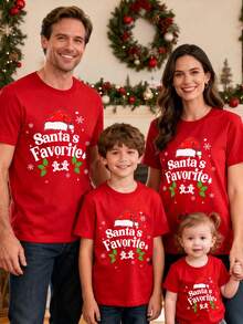 SHEIN Essnce T-shirt rouge ample et décontracté à col rond avec impression du lettrage de Noël et du bonnet de Père Noël. T-shirt femme à manches courtes convenant pour Noël, les fêtes de Noël, le renne de Noël, les rassemblements de Noël, les fêtes de famille, les tenues assorties en famille, les couples, les sœurs - Rouge - Voir 8