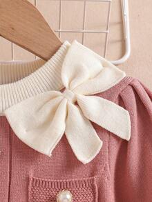 SHEIN Robe pull vintage douce en tricot avec nœud, robe pull princesse coréenne décontractée et élégante, convient pour le port quotidien et les sorties