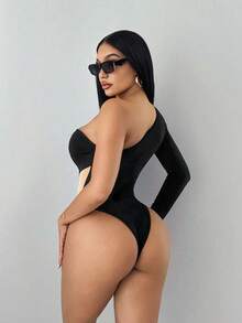 Sirith Body de mujer con parches de colores contrastantes y diseño sexy - Negro - Ver 2