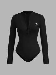 SHEIN EZwear 2件套女式拉链高领紧身连衣裤套装