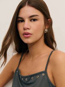 Nöista Strappy Top With Eyelet Detailing Along The Neckline - Dark Grey - View 6