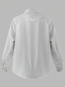 Manfinity Dauomo Casual Fashion Men's Drop Shoulder Long Sleeve Front Button Closure Retro Versatile Top - White - View 2