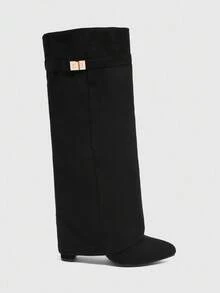 CUCCOO SZL CUCCCOO Women's Fashion Pointed Toe Leather High Heel Boots For Christmas