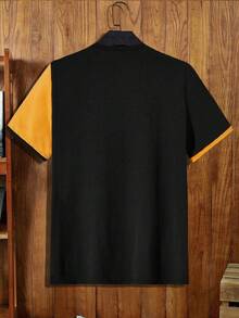 HIMLAND Men Letter Graphic Colourblock Tee - Mustard Yellow - View 2