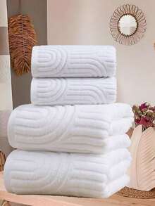 QIBHI 1/2/3pcs 100% Cotton Jacquard (Lightweight) Fabric, Not Thick, Choose Towel/Bath Towel, Multiple Sizes Available, Convenient For Home Use And Travel, Guest Use, Cotton Terry, Absorbent And Soft, Suitable For Bathroom, Swimming Pool, Luxurious Choice Of Your Preferred Size - Orange - View 3