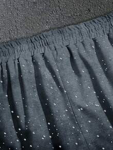 Manfinity EMRG 男士夏季休闲街头彩色水钻字母&火焰印花抽绳腰宽松短裤洛杉矶短裤火焰短裤男士图案短裤水钻短裤男士短裤