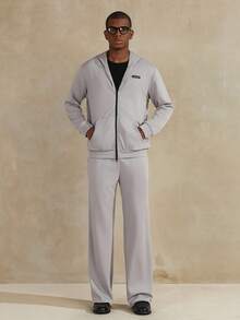 STYNVO Bộ áo hoodie dài tay trễ vai có khóa kéo thường ngày cho nam - Xám - Xem 5