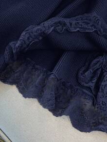 GlowEve CURVE Plus Size Elegant Solid Color Lace Patchwork Cardigan