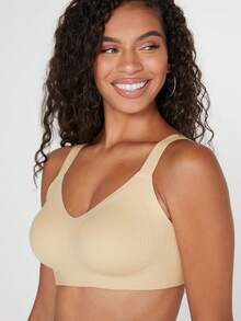 LUVLETTE Dream Curve 2ndSkin 无线全覆盖无缝侧支撑休闲文胸裸色 Bralette 文胸隐形内衣健身运动粘性基本款 SizeFreedom 文胸 - 杏色 - 查看 8