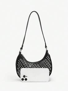 SHEIN SXY Women's Rhinestone Embellished Shoulder Bag, Fashion Everyday Carry - Black - View 5