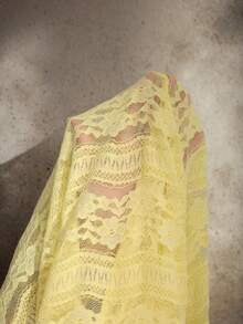 Cheriluna Maternity 优雅露肩白色蕾丝长袖美人鱼长裙，适合婚礼、派对、孕妇写真、婴儿洗礼 - 黃色 - 查看 6