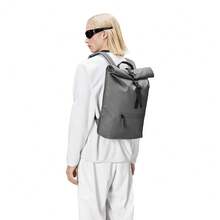 Rains Rolltop Rucksack W3 Unisex Backpack Green 17L - Grey - View 5
