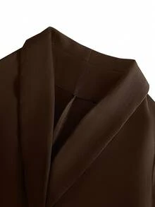 Franclia Women's Black Long Sleeve Fitted Sexy Blazer Jacket, Winter - Coffee Brown - View 3