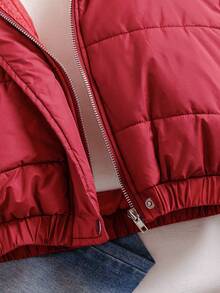 Chaqueta con capucha de unicolor informal para niña preadolescente, invierno - Rojo - Ver 6