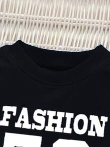 SHEIN Explorewe 6 件套年轻男孩休闲运动学院街头时尚 76 数字和字母印花运动衫 + 裤子，适合日常穿着、上学、郊游、运动、春秋季 - 彩色 - 查看 6