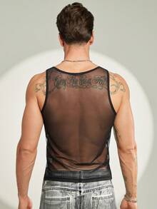FeverCity Fever City Sexy Sheer Party Clubwear Men Tank Top - Black - View 2