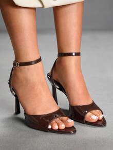 CUCCOO SZL 女士时尚尖头高跟凉鞋，适合圣诞节派对等场合 - 咖啡棕 - 查看 6