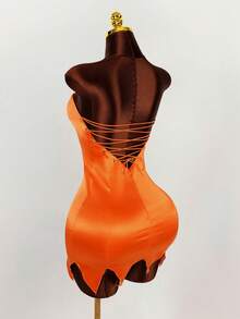 Amplova Halloween Fairy COS Strapless Backless Criss-Cross Strap Mini Dress - Orange - View 1