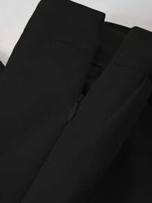 Franclia 休闲纯色西装外套和长裤套装 - 黑色 - 查看 8