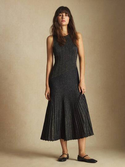 BizChic 深灰色圆领露肩金属针织毛衣连衣裙，现代优雅，适合都市通勤、日常穿着，浪漫复古，90年代风格，圣诞节、新年、情人节、派对、海滩、毕业典礼、嘉年华、假日等场合，简约浪漫，百搭实用。适合婚礼宾客、主人、约会、派对、音乐会、早午餐、机场等场合。