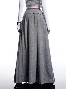 LYSMO 2025新款极简主义冬季女士休闲百褶裙，优雅派对秋冬圣诞节舒适秋冬装 - 灰色 - 查看 2