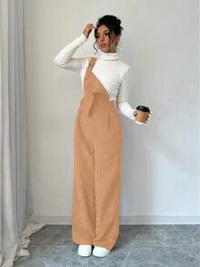 Chiquease 女式休闲灯芯绒工装裤 - 杏色 - 查看 6