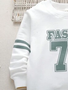 SHEIN Bộ 6 món/Bộ thể thao thường ngày cho bé trai phong cách đường phố năng động 76 in chữ và số, thích hợp mặc hàng ngày, đi học, đi chơi, thể thao, mùa xuân và mùa thu - Nhiều màu - Xem 3