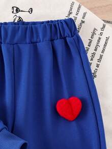 Elladie kids 2 Stücke/Set Mädchen (klein) marineblauer gestrickter Erdbeermuster Langarm Rundhals Sweatshirt und Hose Set, Herbst/Winter, modisches, niedliches Cartoon Kinderoutfit