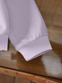 HELLO KITTY AND FRIENDS | SHEIN 女婴舒适休闲卡通可爱紫色蝴蝶结和字母图案圆领长袖羊毛衫，秋冬 - 白色 - 查看 5