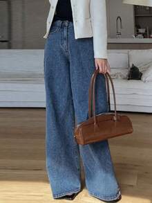 DAZY Women's Classic Fashionable Loose Straight Leg Slimming Wide Leg Jeans, Autumn/Winter