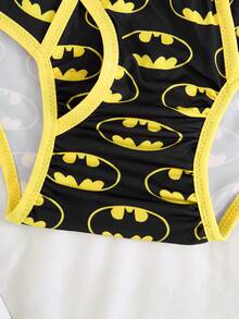 BATMAN X SHEIN 1pc Men's Black Comfortable Contrast Trim Bat Print Letter Tape Basic Casual Briefs