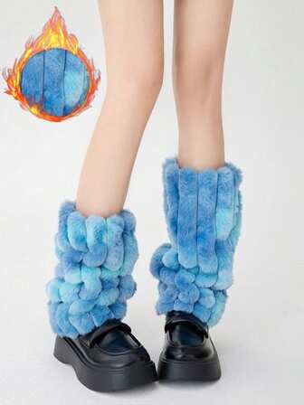 Fairycore 1 Pair Cute Fluffy Deer Design Leg Warmers, Y2K Fuzzy Pom Pom Thick Oversized Leg Warmers, Fashionable Slim Fit, Suitable For Everyday, Autumn/Winter, Holidays & Parties