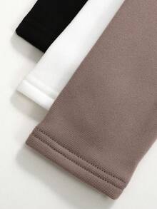 SHEIN All-Match Color Knit Fleece V-Neck Ruched Waist Slim Fit Long Sleeve Base Layer Casual T-Shirt Top, Winter - Multicolor - View 5