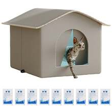 Outdoor Cat House Cooling Cat Nest Outdoor/Indoor Cat Warmth Cat House Four Seasons Universal Cat Bed Easy To Assemble,Foldable Oxford Cat House, Indoor & Outdoor, Rainproof, Thermo-Regulated, Waterproof, Stray Cat Shelter - Grey - View 1