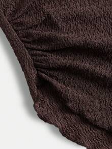 SHEIN Teen Girl 2pcs/Set Casual Gray Pleated Long Sleeve Fitted Knit Top And Flare Pants Set For Home And Outdoors, Travel Outfit Airport Suitable For All Seasons - Spring, Summer, Autumn, Winter