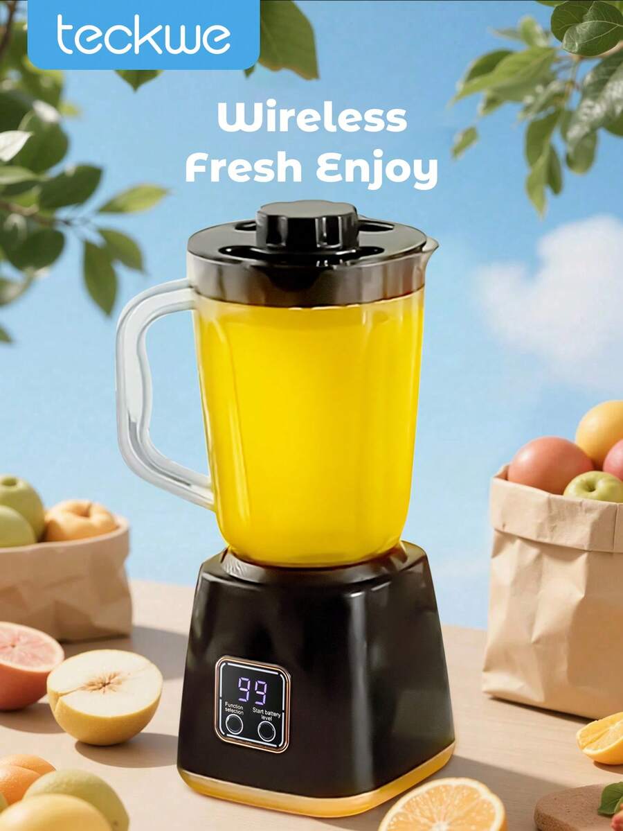 Teckwe Home Fruit Juicer, Mini Crusher Ice Machine With LED Display Blender, USB Rechargeable Portable Blender For Smoothies And Milkshakes, Fresh Juice Maker, Small Juice Blender, Provides Instant Nutrition, Easy To Clean, High Juice Yield