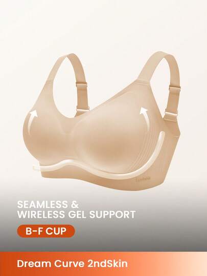 LUVLETTE Sujetador sin costuras de cobertura total con soporte lateral inalámbrico Dream Curve 2ndSkin, sujetador sin costuras básico para ejercicio, color nude