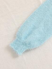 SHEIN Girls' Snowman Pattern Simple Turndown Collar Casual Solid Color Knit Pullover Sweater, Soft & Comfortable, Suitable For Autumn/Winter, Christmas