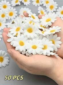 1/50/100/150/200/250 piezas Cabezas de flores de margarita blanca de seda de 4cm Decoración artificial para ramos de boda, manualidades DIY, regalos nupciales, accesorios de fotografía, decoración de pasteles, flores falsas, decoraciones de fiesta de cumpleaños, graduación y boda de otoño