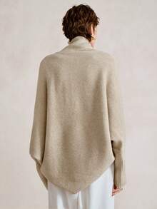 SHEIN Stylify Nouveau cardigan tricoté ample à ourlet asymétrique pour femmes, automne/hiver. Élégant et polyvalent de haute qualité pour les déplacements quotidiens - Nude - Voir 2