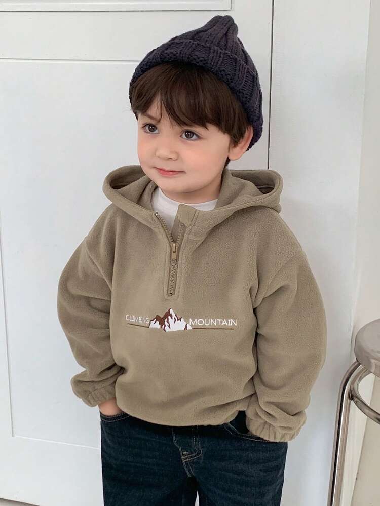 Baby Boy Mountain Letter Print Long Sleeve Casual Sweatshirt, Autumn/Winter